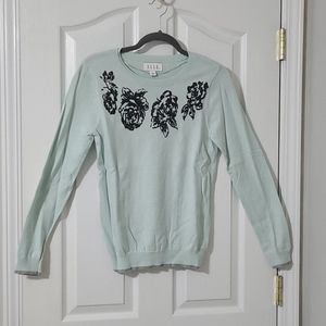 Elle Rose Floral Crew Neck Sweater Large